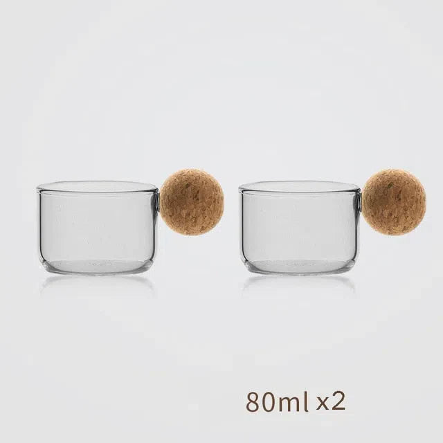 Conjunto de Copos de Vidro com Detalhe em Cortiça - 2 Peças de 80ml