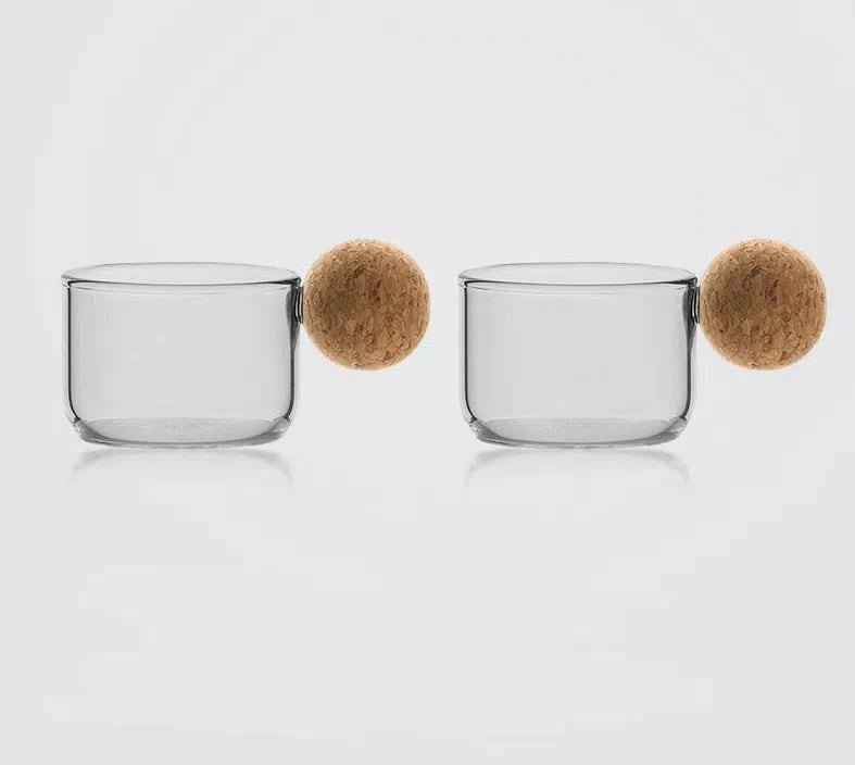 Conjunto de Copos de Vidro com Detalhe em Cortiça - 2 Peças de 80ml