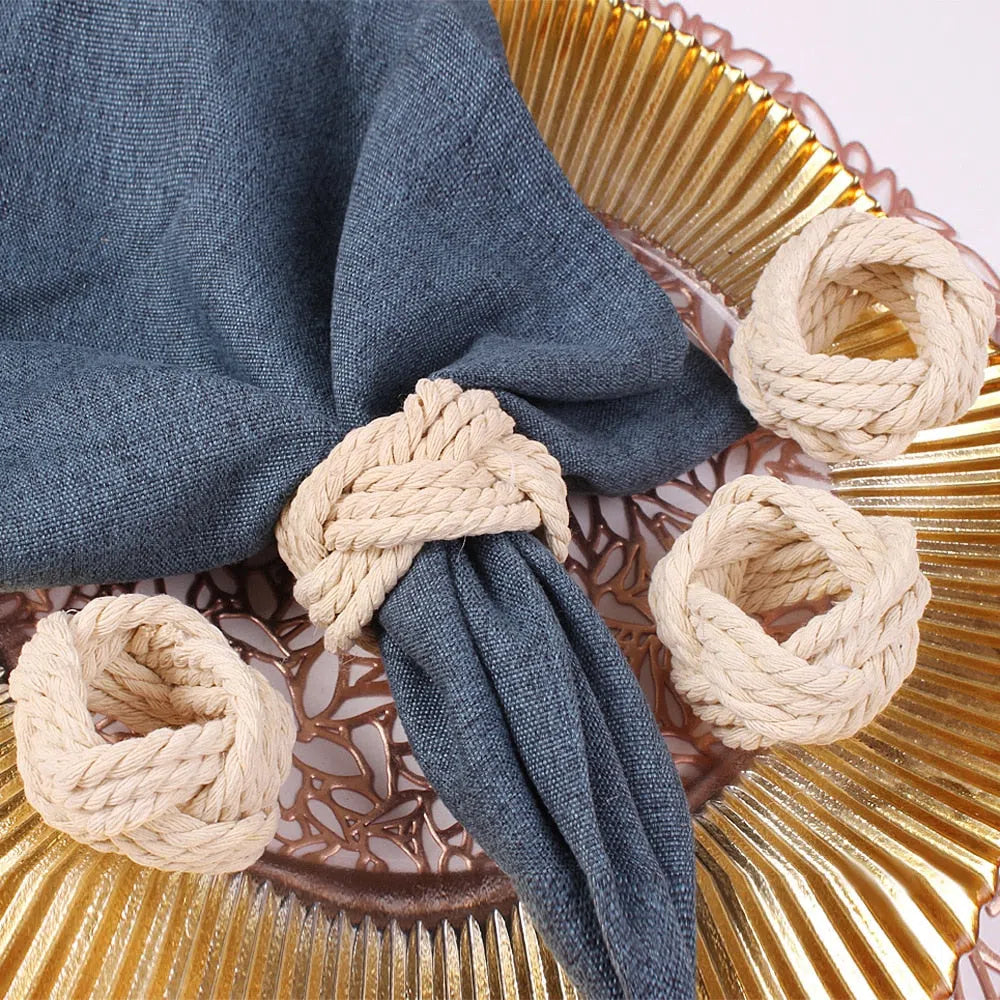 Conjunto de Corda para Guardanapos com Anéis - 4 Peças