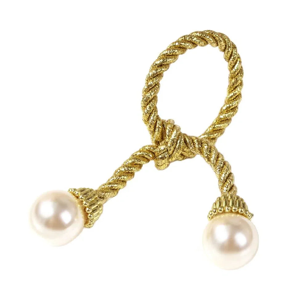 Conjunto de Cordão e Anéis de Pérola para Guardanapos - 6 Peças