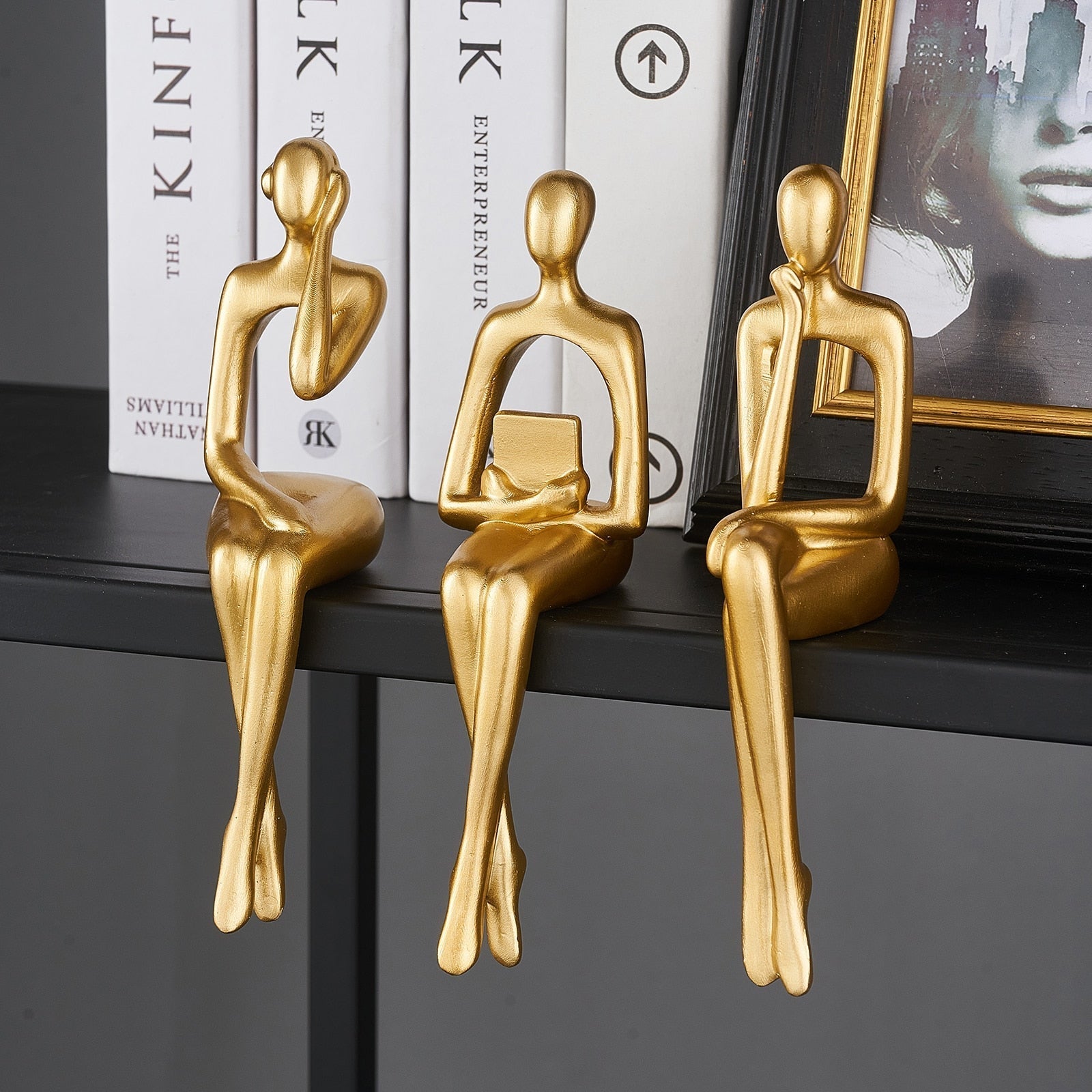 Conjunto de Decoração Abstrata com 3 Peças para Ambientes Modernos