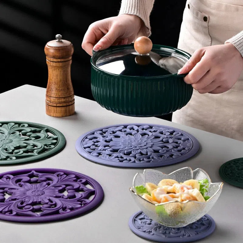 Conjunto de Descanso de Mesa em Silicone - 3 Peças para Cozinha e Mesa de Jantar