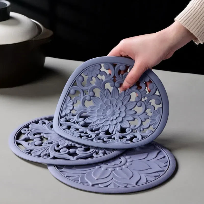 Conjunto de Descanso de Mesa em Silicone - 3 Peças para Cozinha e Mesa de Jantar