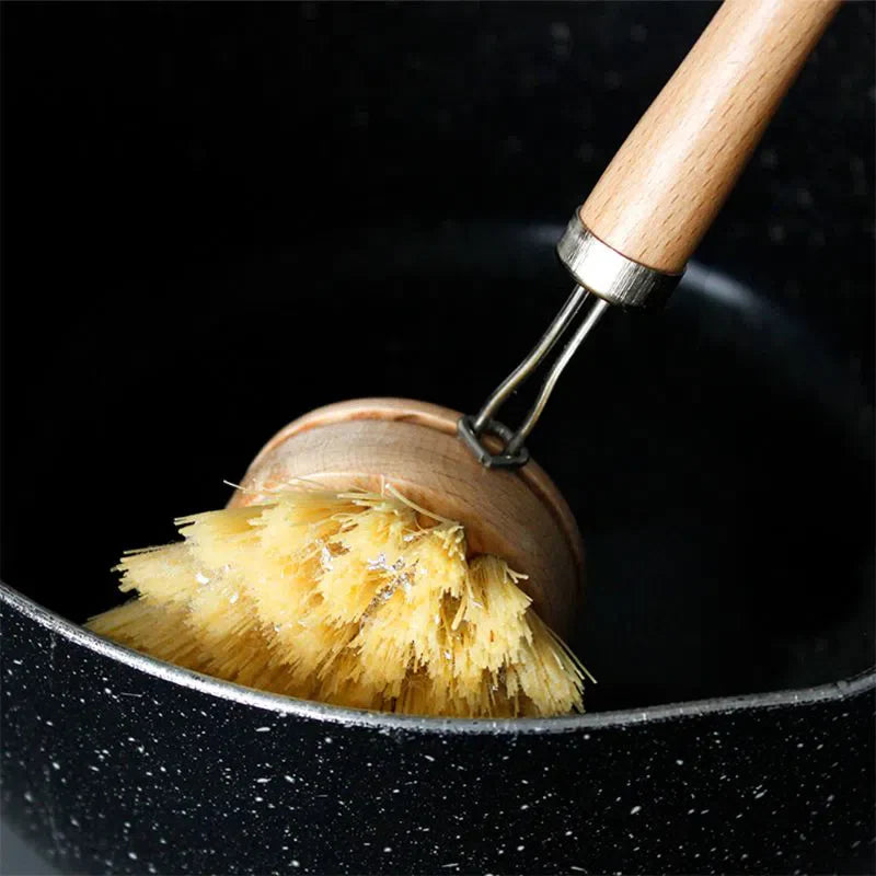 Conjunto de Escovas de Bambu para Limpeza de Cozinha - 4 Peças Ecológicas