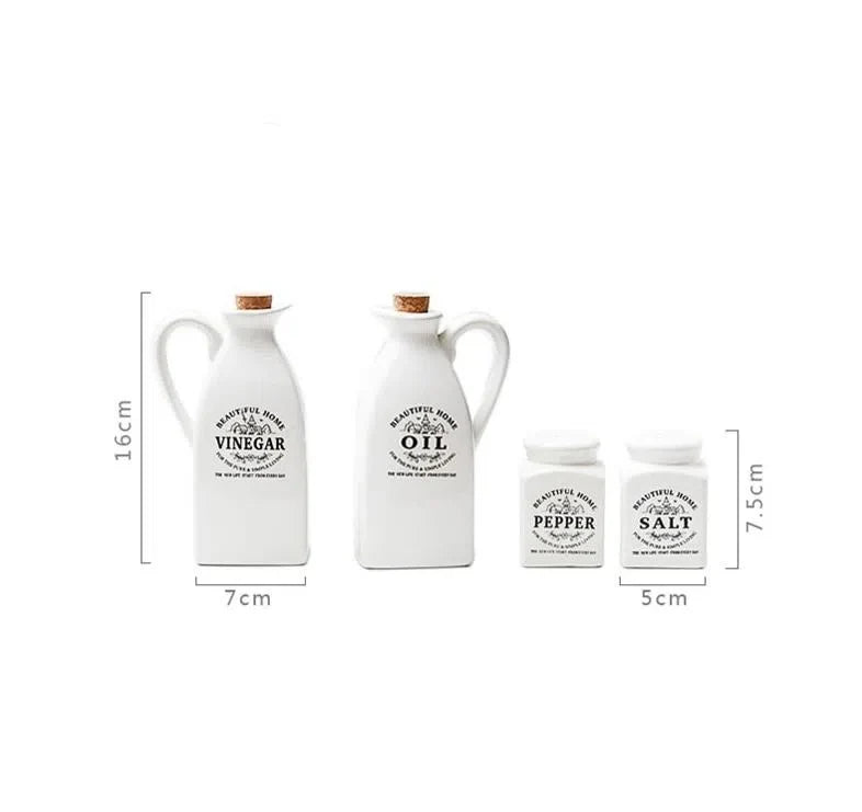 Conjunto de Galheteiros de Cerâmica para Temperos - Ideal para Mesa e Cozinha