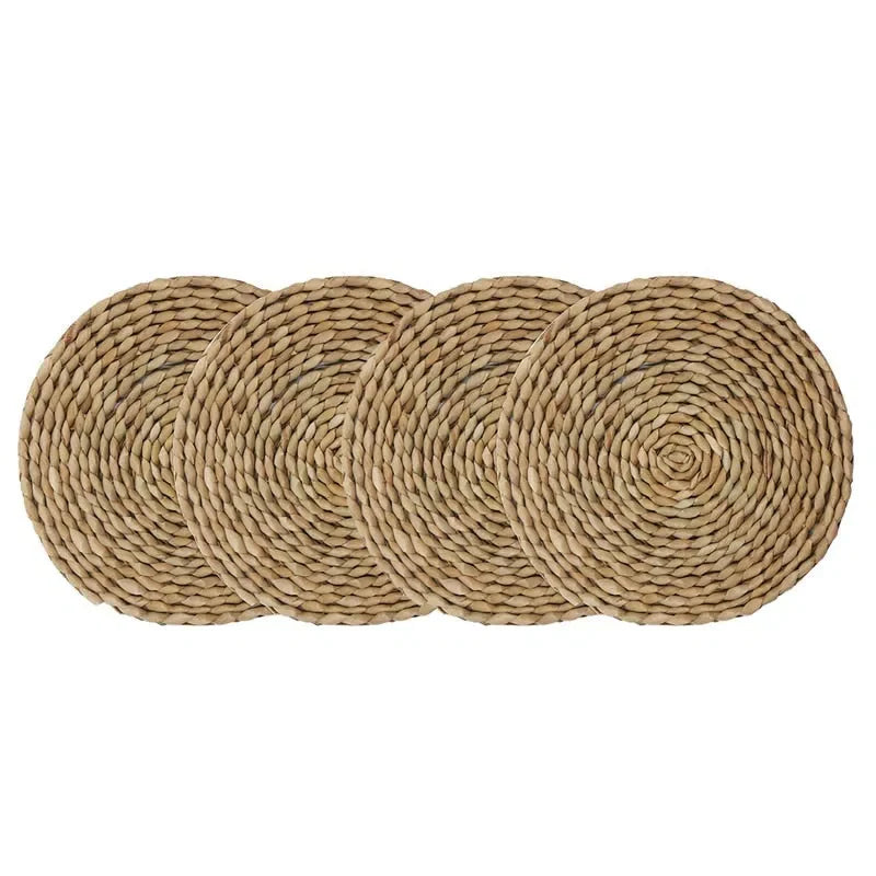 Conjunto de Jogos Americanos em Palha Rattan - 4 Peças para Mesa