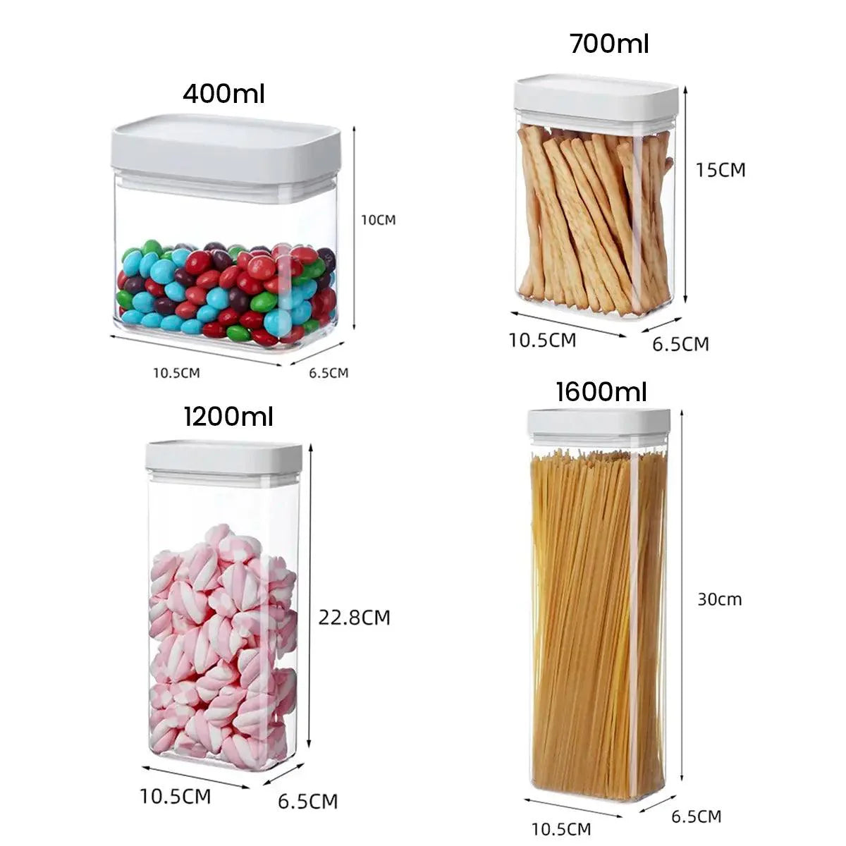 Conjunto de Potes Herméticos 4 Peças para Armazenamento de Alimentos