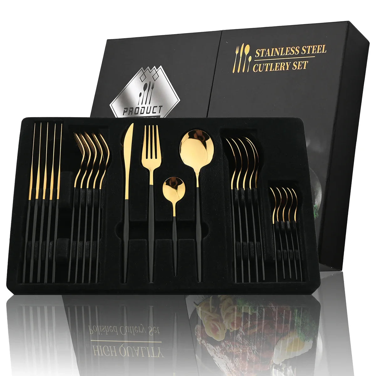 Conjunto de Talheres de Aço Inoxidável 24 Peças - Utensílios de Mesa Duráveis e Elegantes