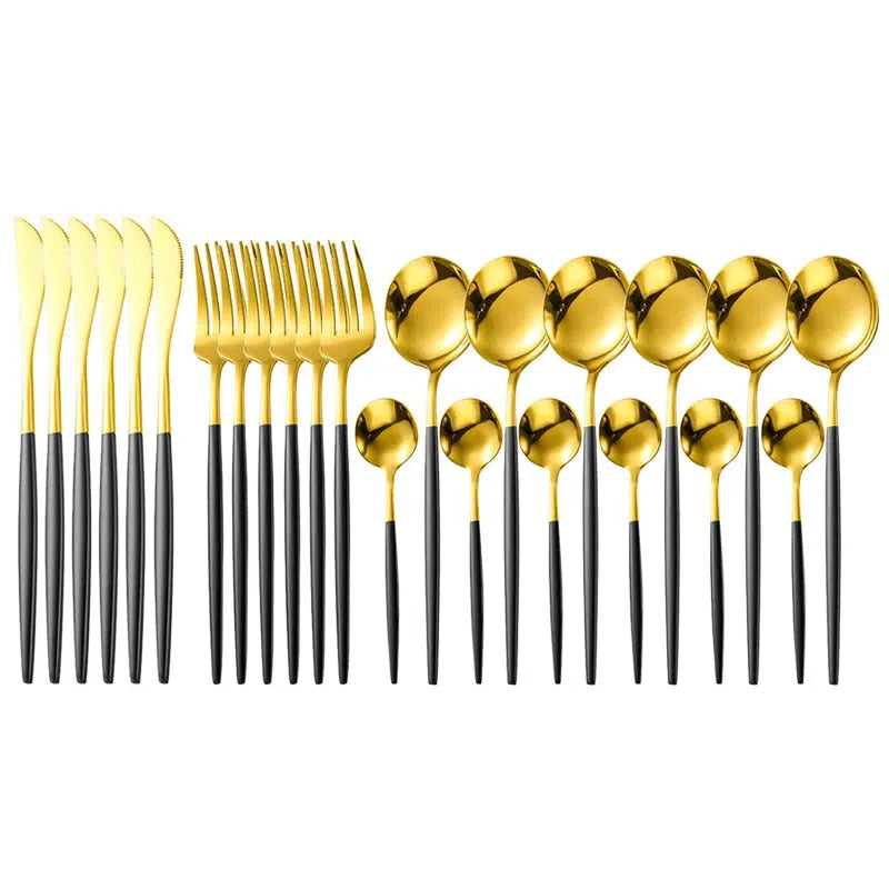 Conjunto de Talheres de Luxo 24 Peças em Aço Inoxidável - Elegante e Durável