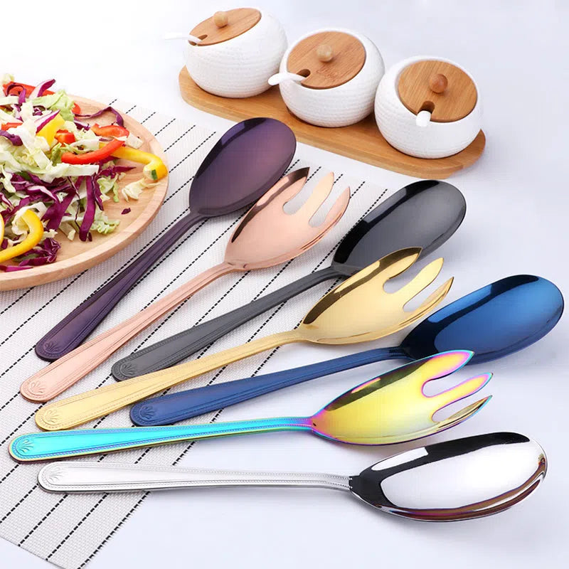 Conjunto de Talheres para Salada em Aço Inoxidável - 16 Peças