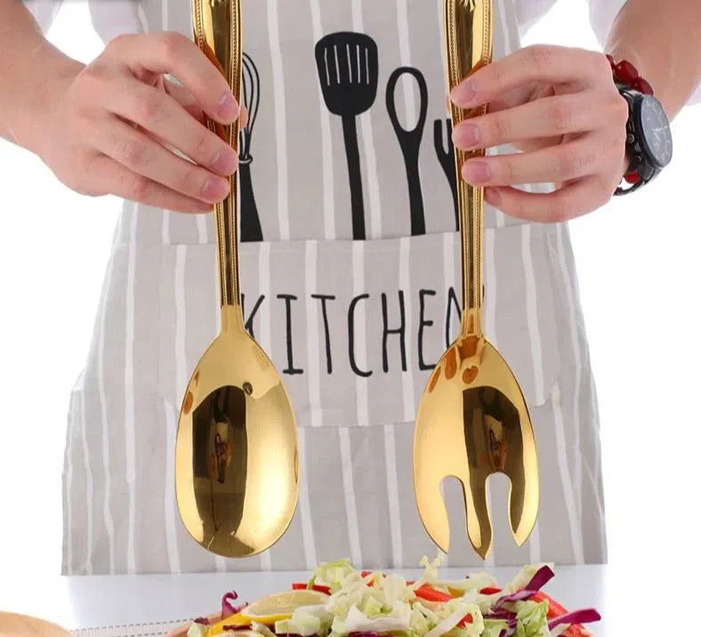 Conjunto de Talheres para Salada em Aço Inoxidável - 16 Peças