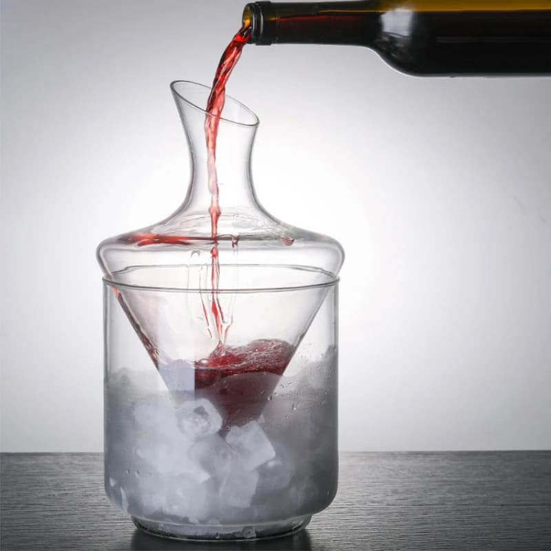 Decanter de Vinho e Whisky com Balde de Gelo em Vidro para Bar