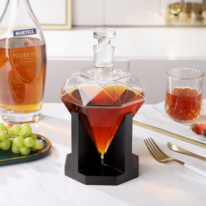 Decanter de Vinho e Whisky em Vidro com Design de Diamante para Home Bar