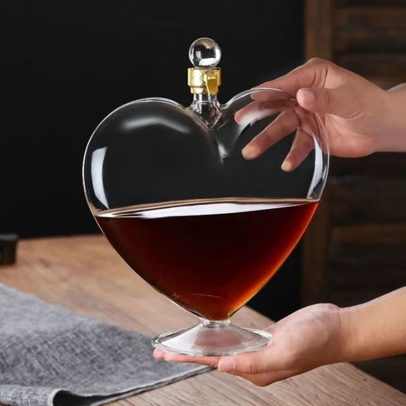 Decanter de Vinho e Whisky em Vidro para Bar em Casa - Coração