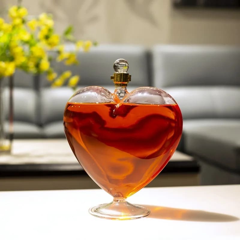 Decanter de Vinho e Whisky em Vidro para Bar em Casa - Coração