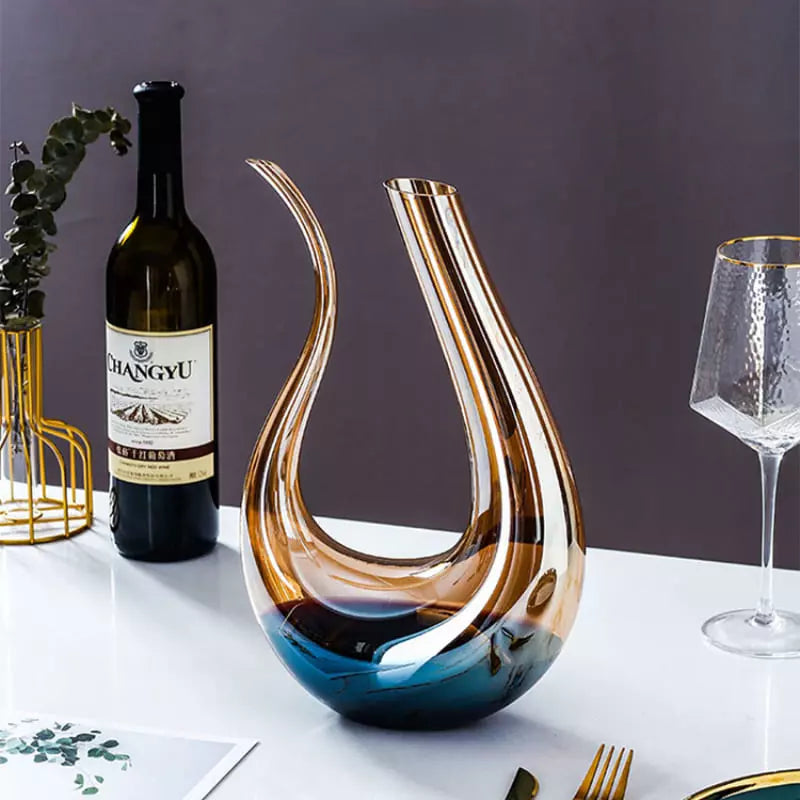Decanter de Vinho em Vidro Swan, Recipiente Decantador Âmbar para Bebidas