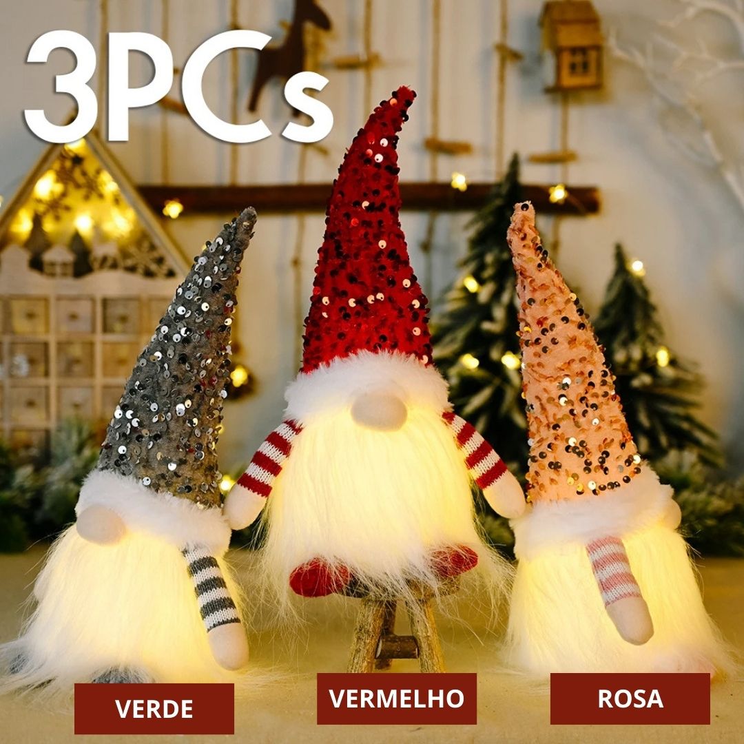Decoração Natalina com Elfos Luminosos - Enfeites de Natal Brilhantes
