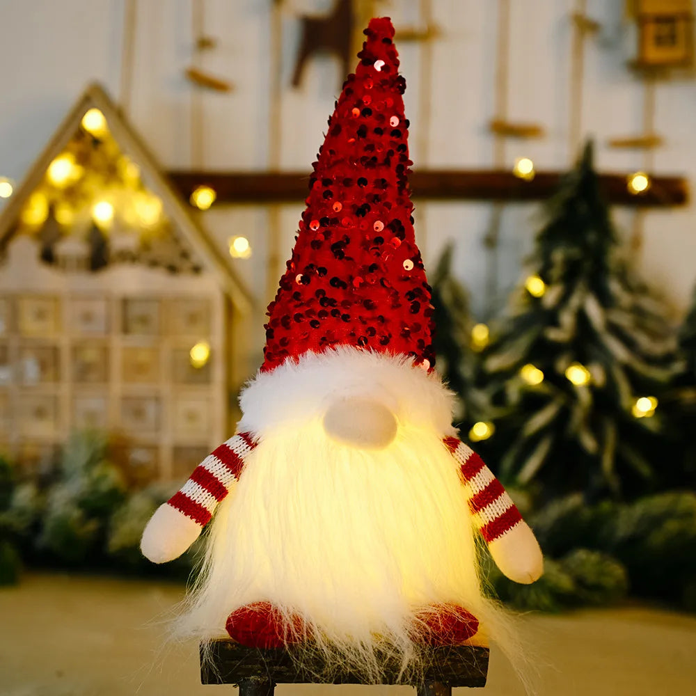 Decoração Natalina com Elfos Luminosos - Enfeites de Natal Brilhantes