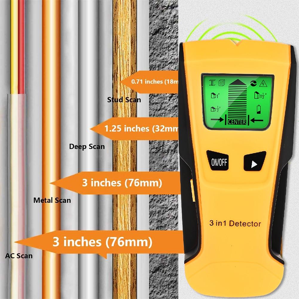 Detector de Barreiras 3 em 1 - Scanner de Parede para Localizar Fios e Estruturas