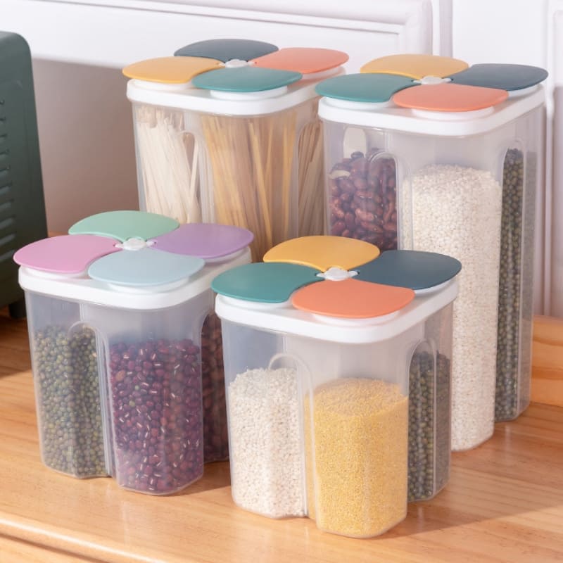 Dispensador de Alimentos e Cereais com Divisórias - Organizador Prático para Cozinha