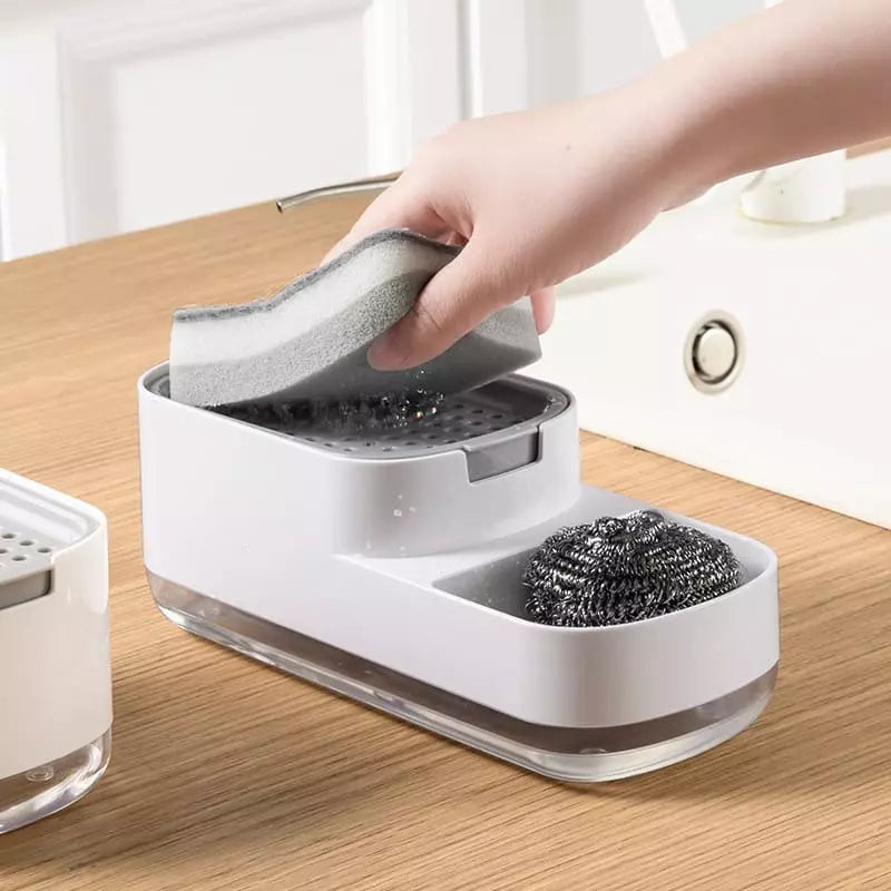 Dispenser de Detergente e Suporte para Esponja de Pia