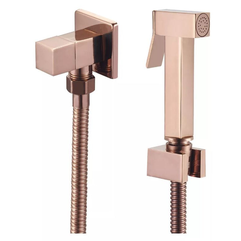 Ducha Higiênica de Banheiro Luxo Quadrada em Metal Rose Gold