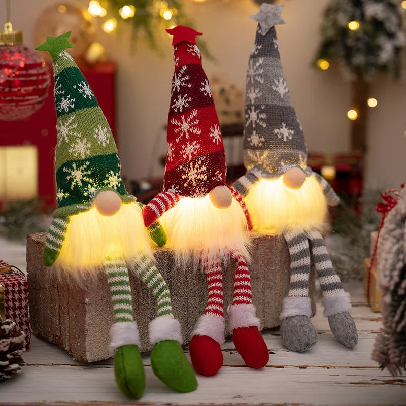 Enfeites Natalinos Gnomos com Pernas Longas para Decoração de Natal