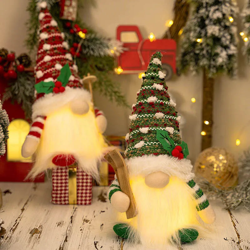 Enfeites Natalinos Luminosos com Elfos - Decoração de Natal