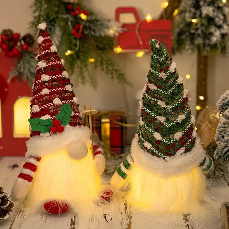 Enfeites Natalinos Luminosos com Elfos - Decoração de Natal