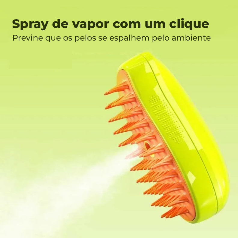 Escova a Vapor Recarregável para Higiene de Gatos - Limpeza Eficiente e Prática