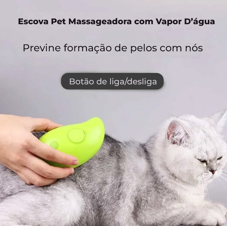 Escova a Vapor Recarregável para Higiene de Gatos - Limpeza Eficiente e Prática