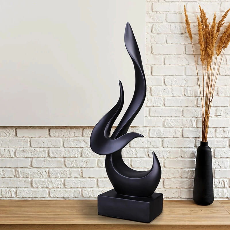 Escultura Abstrata em Resina para Decoração de Sala - Design em Chamas
