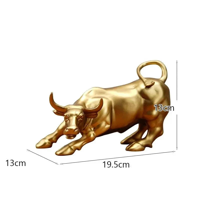 Escultura de Touro de Wall Street - Objeto Decorativo em Resina para Escritórios e Ambientes Modernos