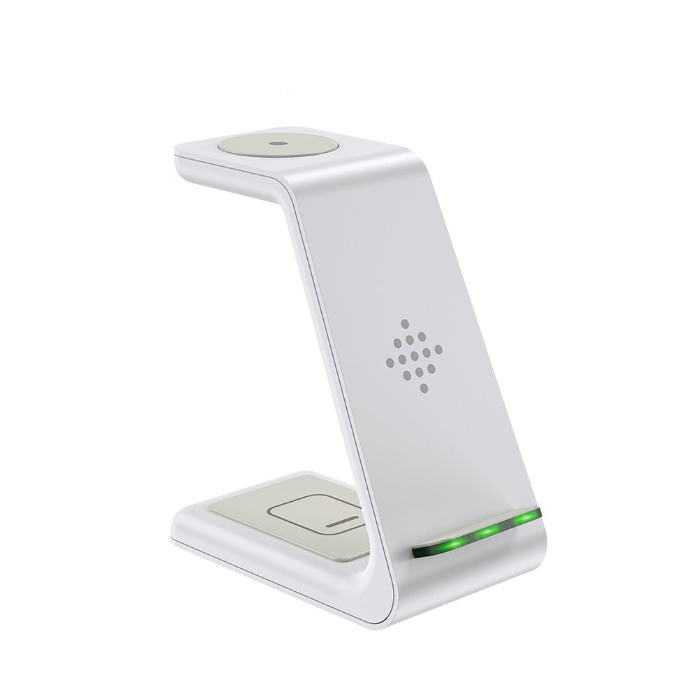 Estação de Carregamento Sem Fio 3 em 1 para Smartphone, Relógio e Fones de Ouvido