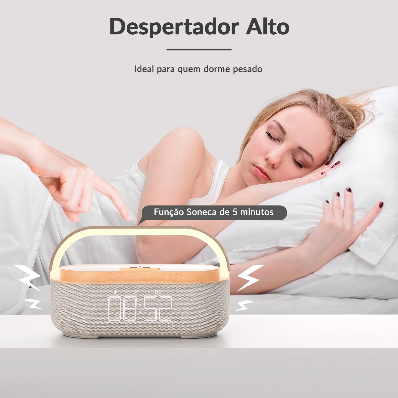 Estação de Carregamento com Despertador Integrado e Alto-falantes Bluetooth