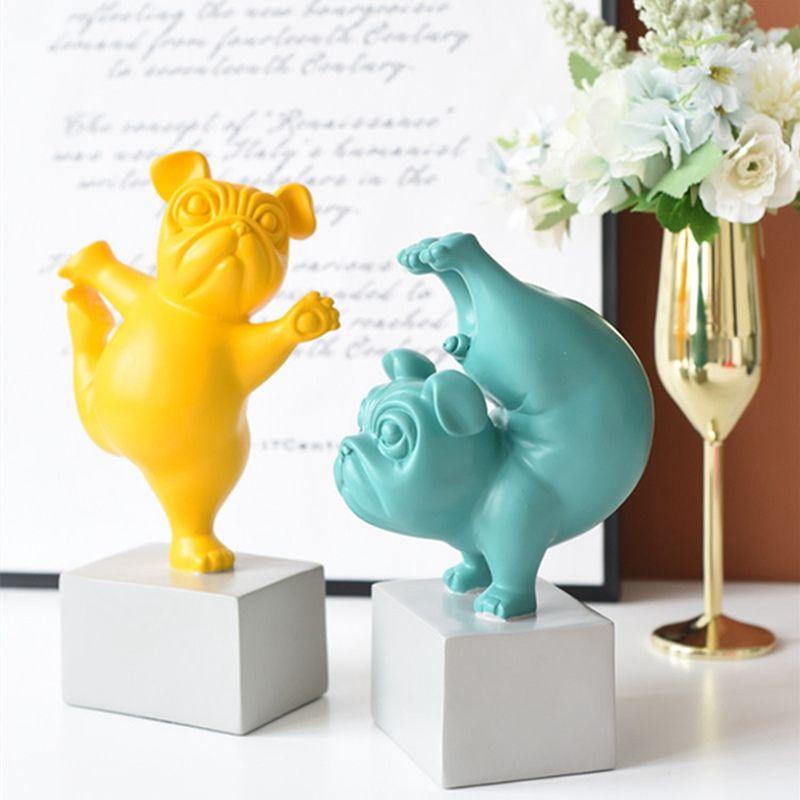 Estatueta Bulldog Zen Decorativa para Casa - Adorno de Cerámica de Bulldog