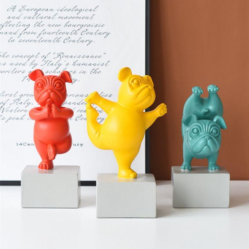 Estatueta Bulldog Zen Decorativa para Casa - Adorno de Cerámica de Bulldog