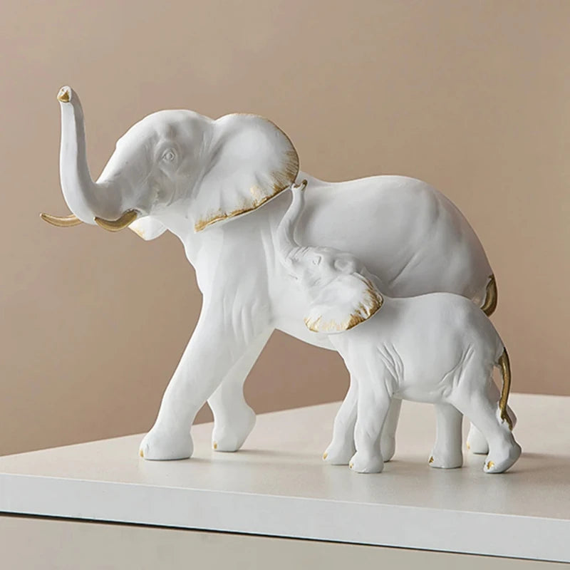 Estatueta Decorativa de Elefantes Amorosos - Conjunto com 2 Peças