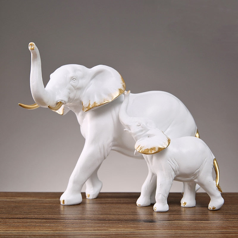 Estatueta Decorativa de Elefantes Amorosos - Conjunto com 2 Peças
