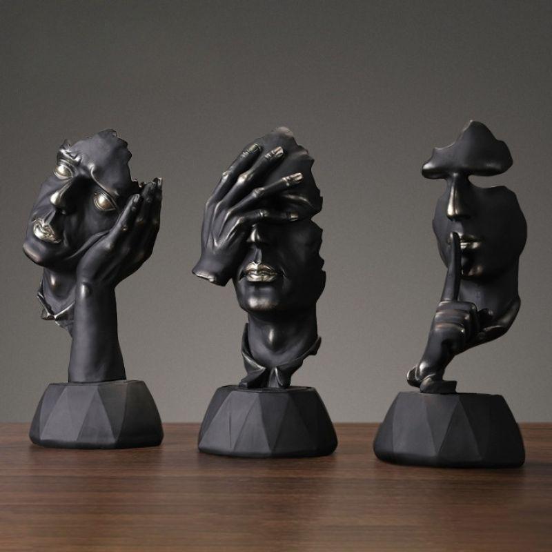 Estatueta Decorativa de Faces Urbanas - Arte Moderna para Interiores