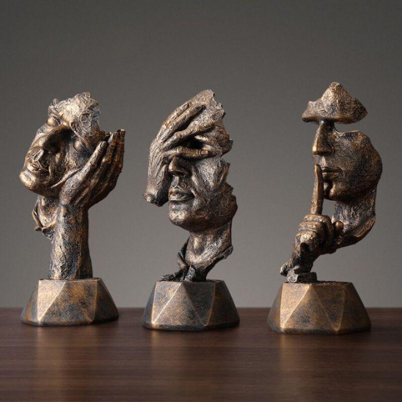 Estatueta Decorativa de Faces Urbanas - Arte Moderna para Interiores