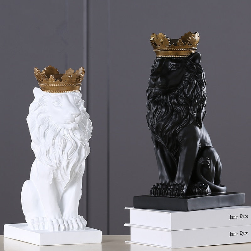 Estatueta Decorativa de Leão Imperador para Decoração de Ambientes