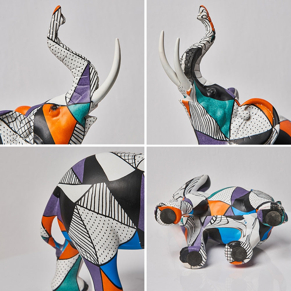 Estatuetas Decorativas de Elefantes Abstratos para Decoração de Interiores