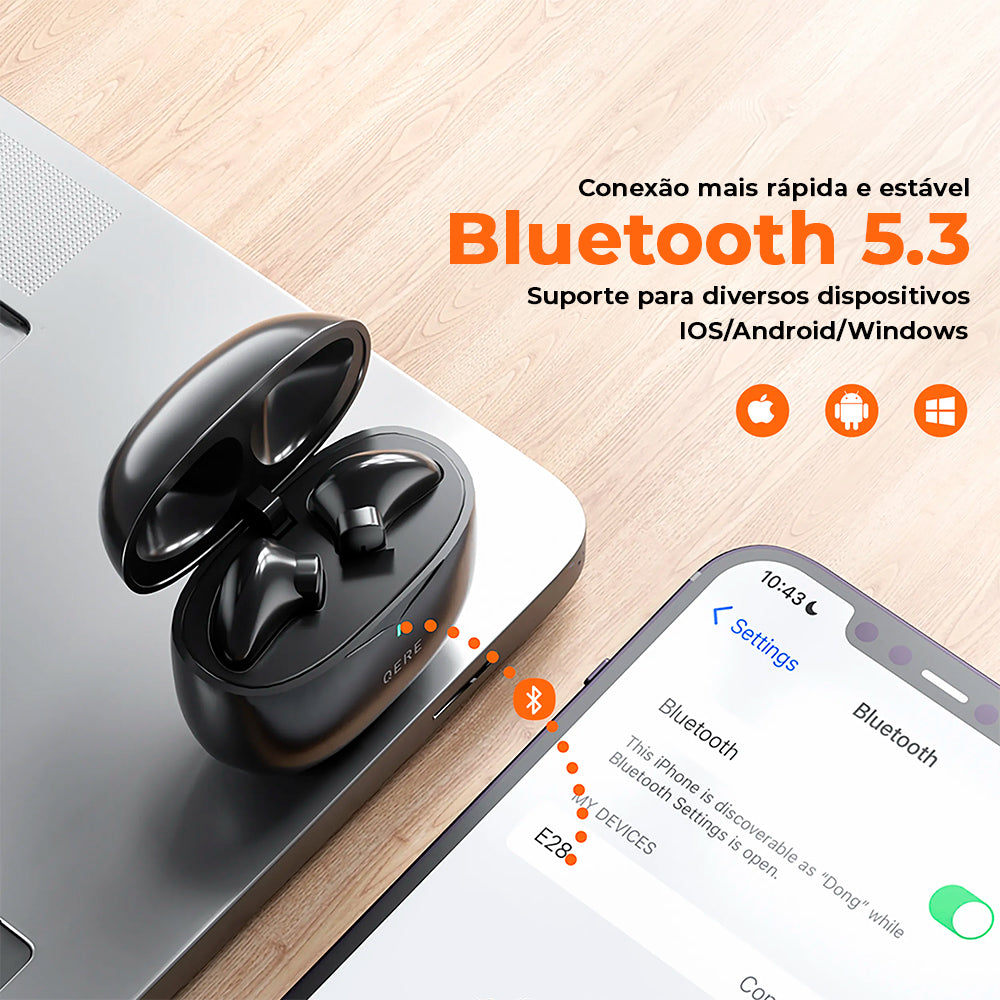 Fone de ouvido Bluetooth E28 com Bateria de Longa Duração - Conexão Sem Fio e Som de Alta Qualidade
