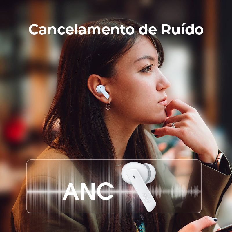Fone Sem Fio Auricular QCY HT05 com Cancelamento de Ruído Ativo - Alta Qualidade de Som
