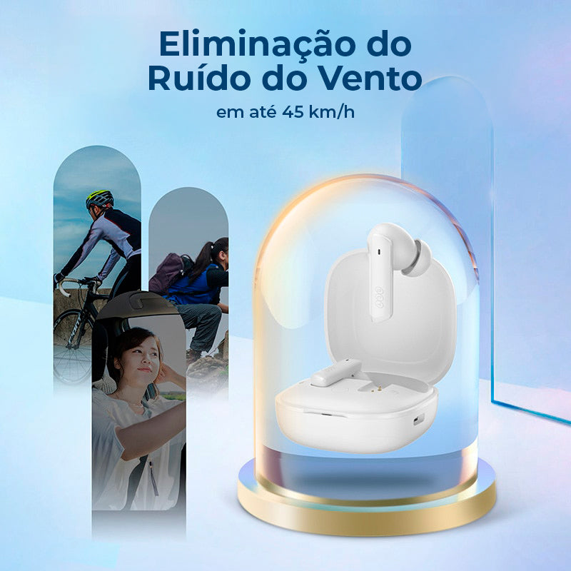 Fone Sem Fio Auricular QCY HT05 com Cancelamento de Ruído Ativo - Alta Qualidade de Som