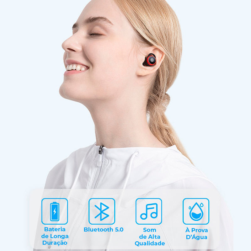 Fone de Ouvido Bluetooth Profissional TWS com Cancelamento de Ruído