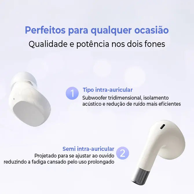 Fone de Ouvido Bluetooth Duplo MCHOSE-MC BH295 com Som Estéreo e Conforto