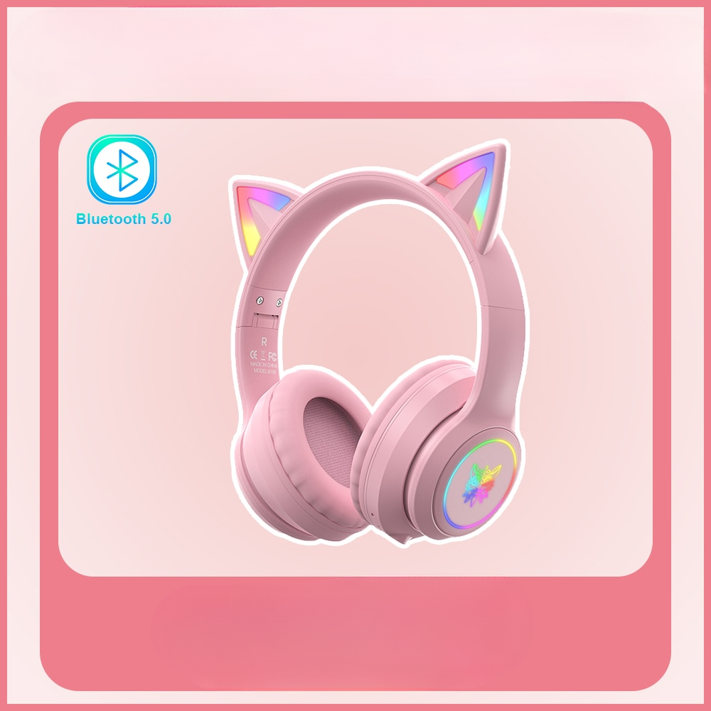 Headphone Bluetooth Fone de Ouvido Rosa Gatinha Para Menina B90 - Com Som de Alta Qualidade