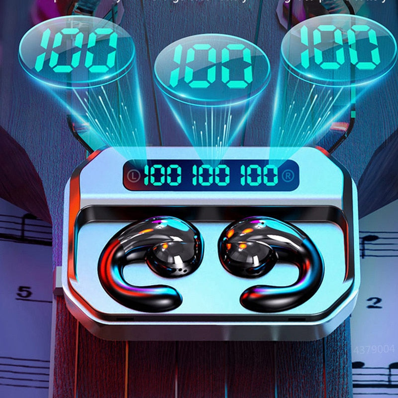 Fones de Ouvido TWS Condução Óssea com Cancelamento de Ruído